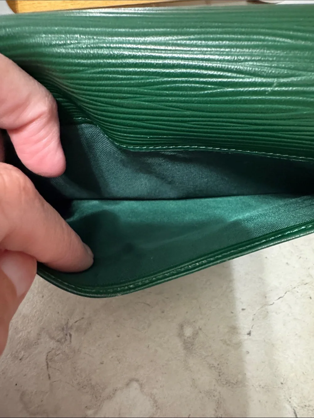 Valentino Garavani Deep Green Textured Leather Wallet EUC with COA